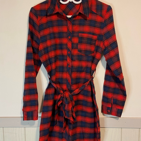 Red Plaid Women's Dress - Picture 1 of 8